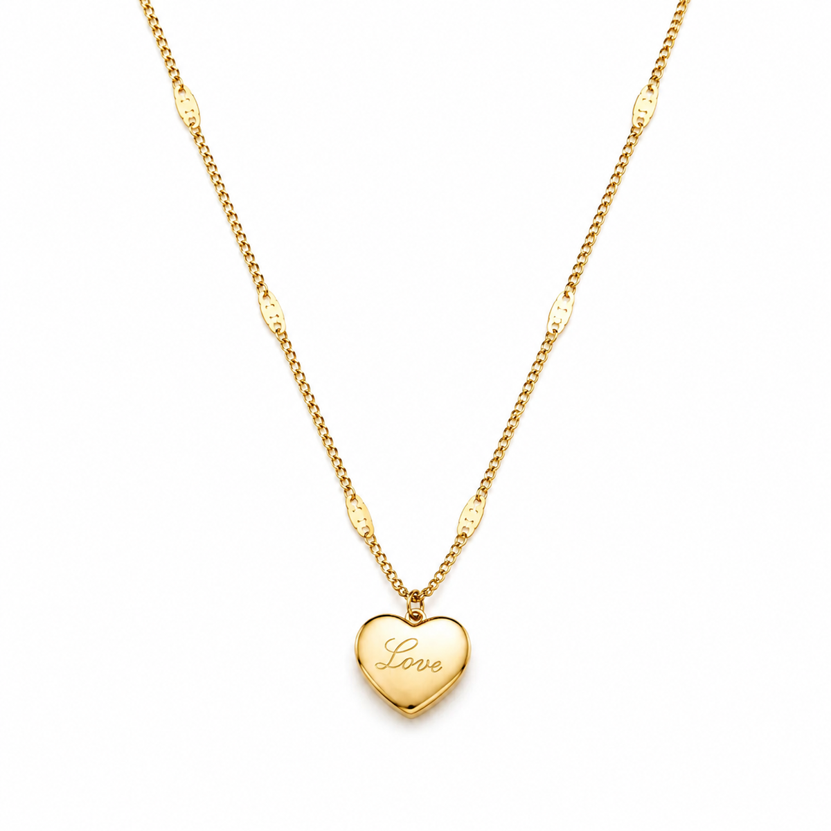 Olivana Studio Heart Bow Necklace, a delicate 18K gold-plated heart and bow pendant necklace symbolizing the love behind the brand's story