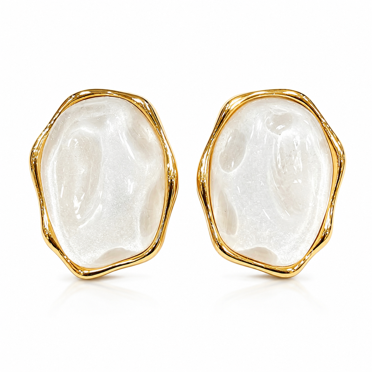 18K gold plated organic pebble stud earrings by Olivana Studio