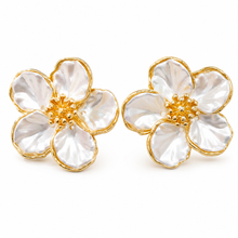 Mother of Pearl Flower Stud Earrings