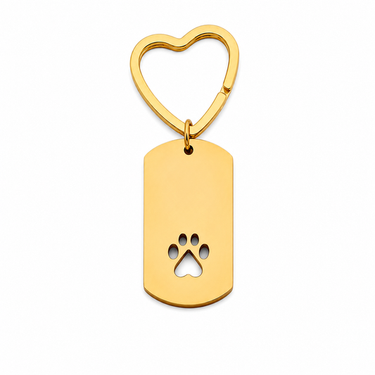 Stainless steel Paw Print Heart Keychain by Olivana Studio - alternate view