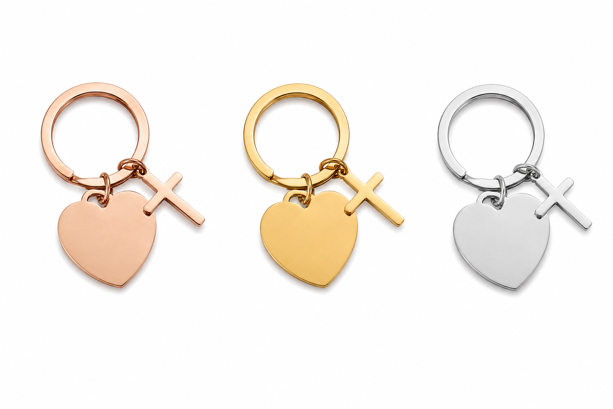 Cross & Heart Keychain