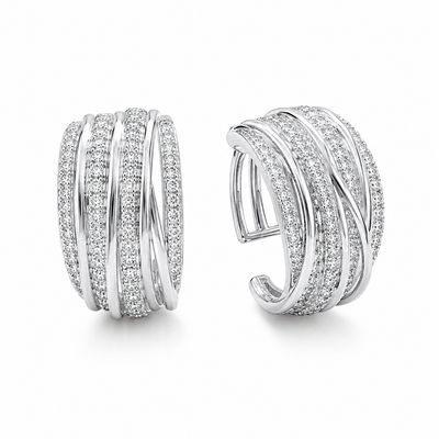 Twisted Pavé Hoop Earrings - 18K Gold