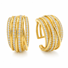 Twisted Pavé Hoop Earrings - 18K Gold
