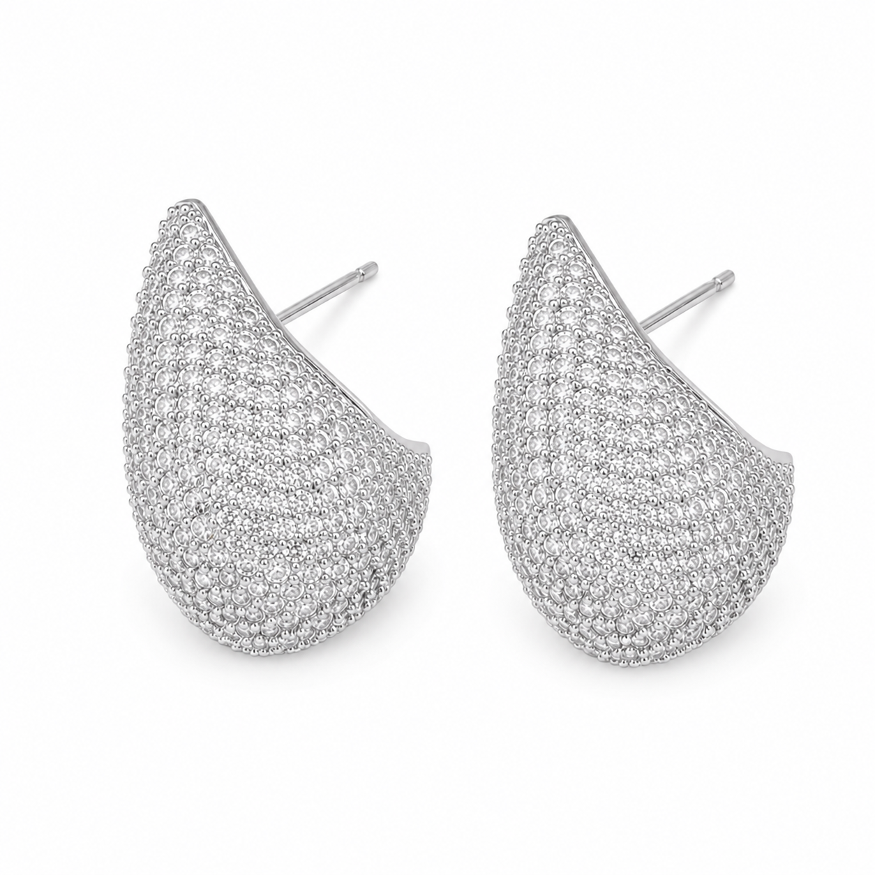Pavé Teardrop Earrings – 18K Gold