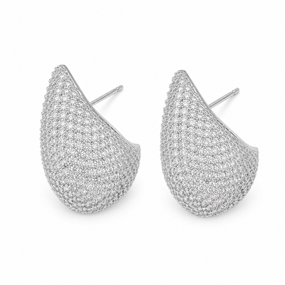 Pavé Teardrop Earrings – 18K Gold