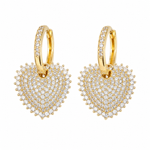 Pavé Heart Hoop Earrings – 18K Gold