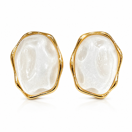 18K gold plated organic pebble stud earrings by Olivana Studio