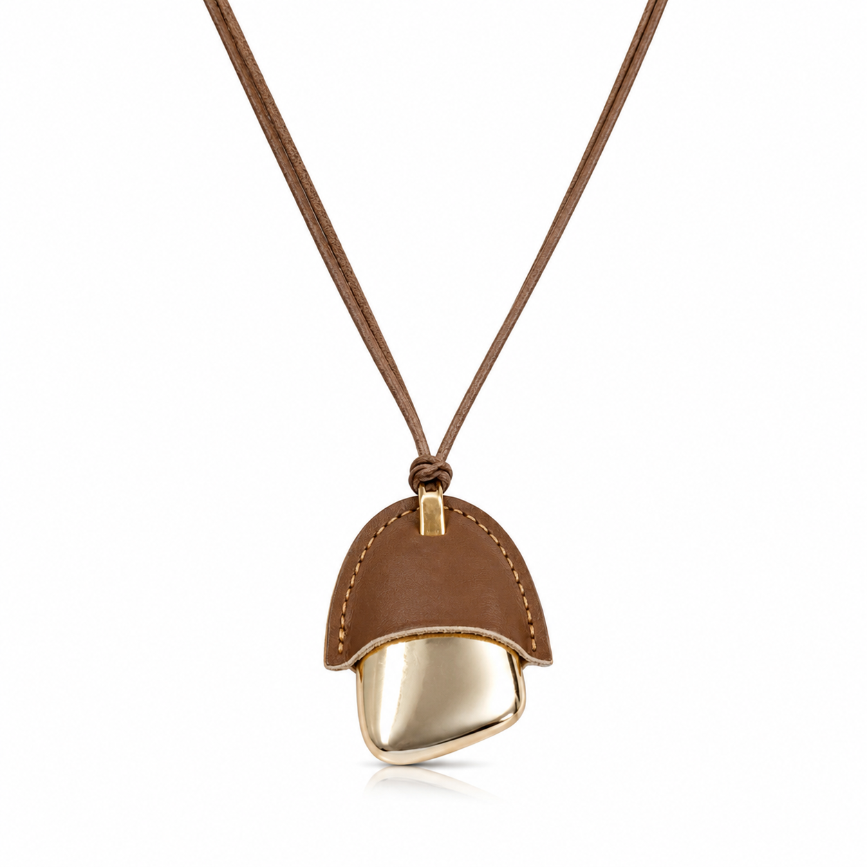 Minimalist Acorn Pendant Necklace – 18K Gold