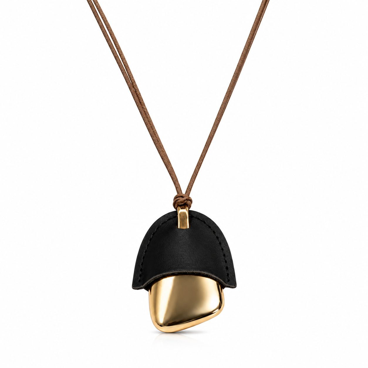 Minimalist Acorn Pendant Necklace – 18K Gold