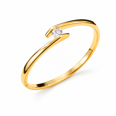 Minimalist Solitaire Open Cuff Bracelet