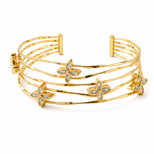 18K gold plated clover cuff bracelet by Olivana Studio