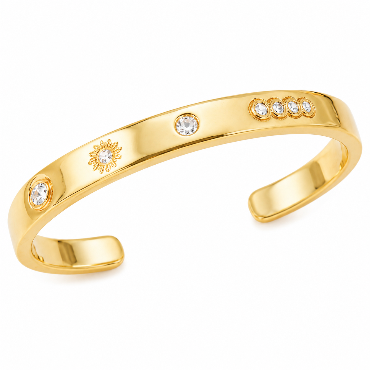 18K Gold Plated Engraved Open Cuff Bracelet