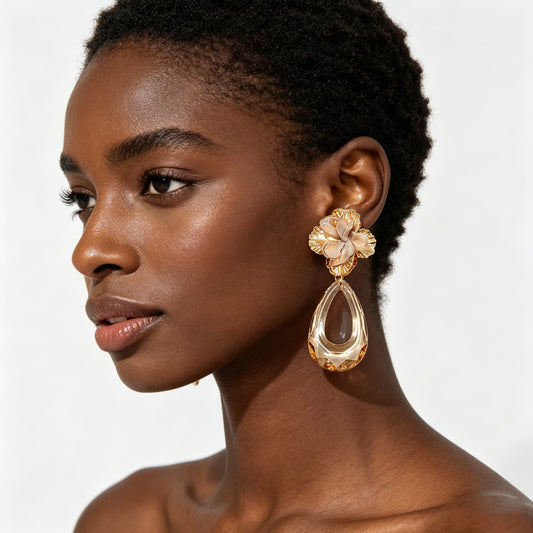Romantic coquette floral drop earrings by Olivana Studio - alternate view