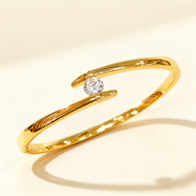 Minimalist Solitaire Open Cuff Bracelet