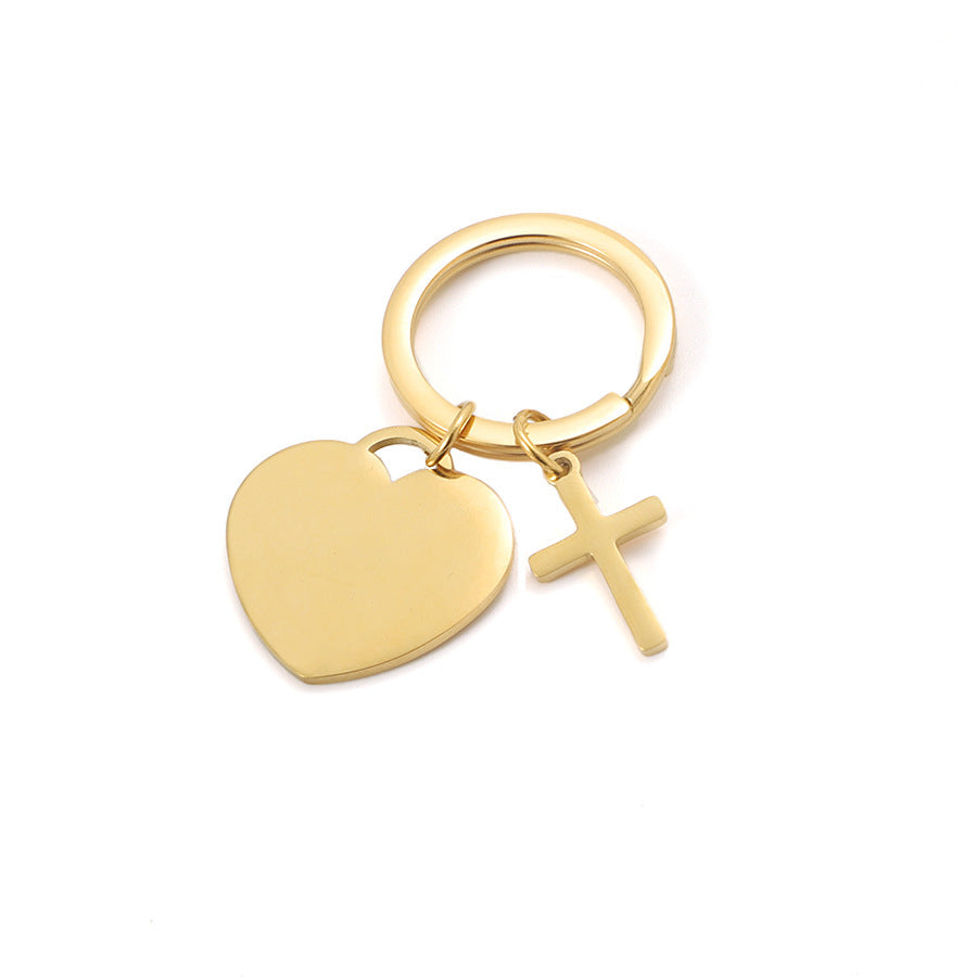 Cross & Heart Keychain