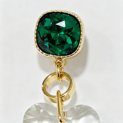 Emerald Crystal Heart Drop Earrings