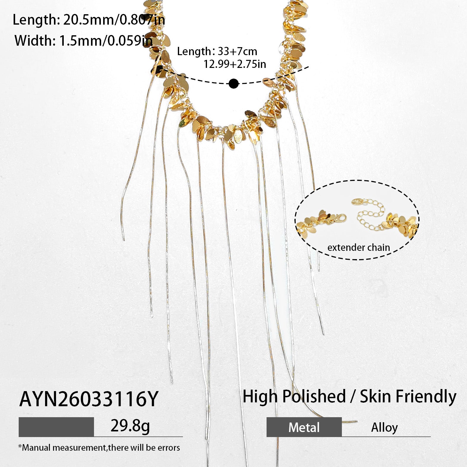 18K Gold Plated Waterfall Fringe Necklace