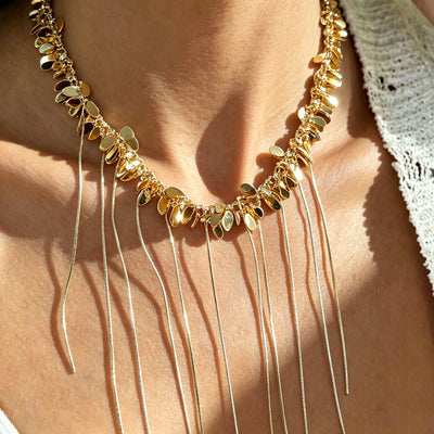 18K Gold Plated Waterfall Fringe Necklace