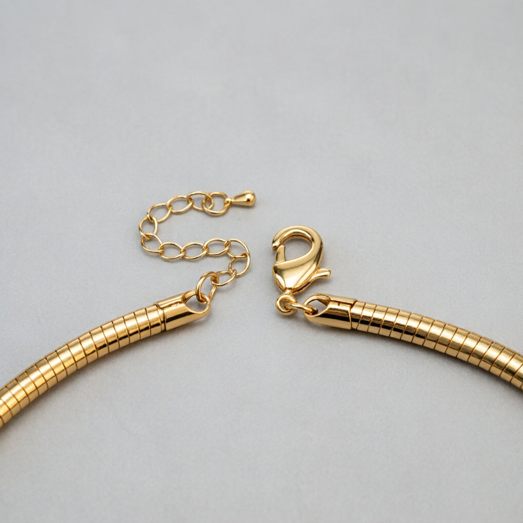 18K Gold Plated Snake Chain Choker Necklace