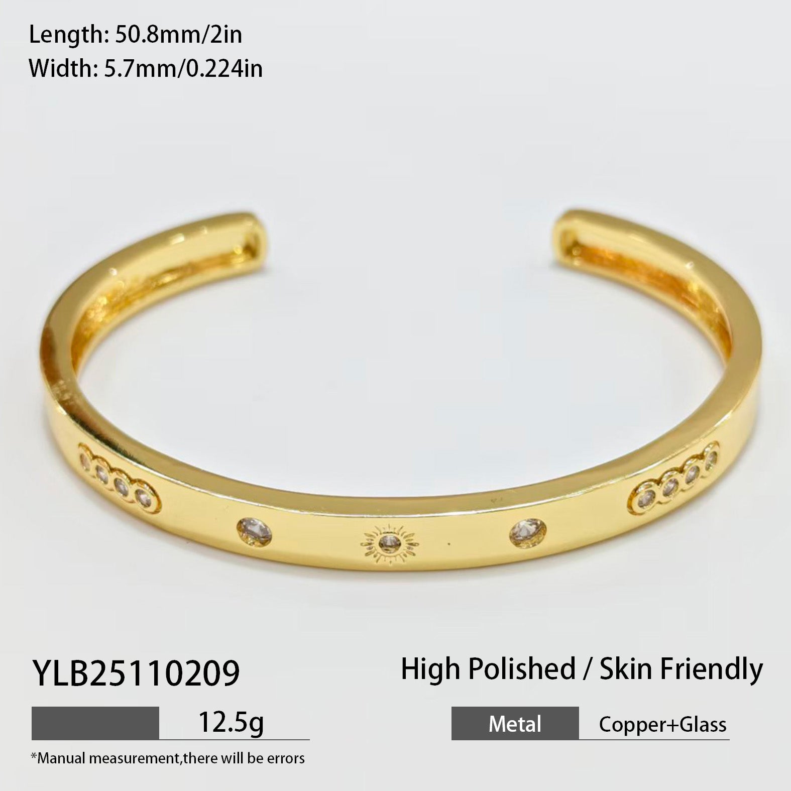 18K Gold Plated Engraved Open Cuff Bracelet