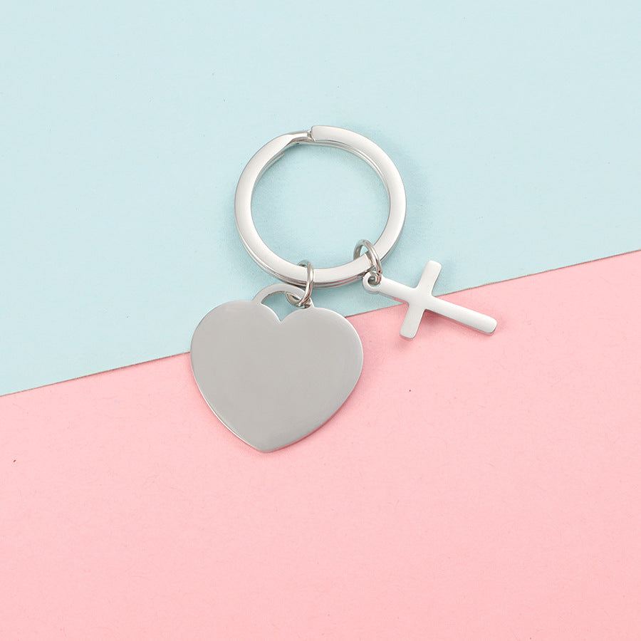 Cross & Heart Keychain