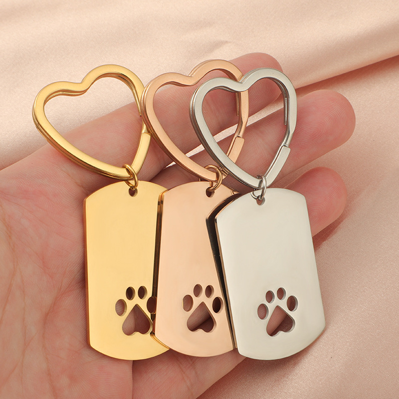 Paw Print Heart Keychain