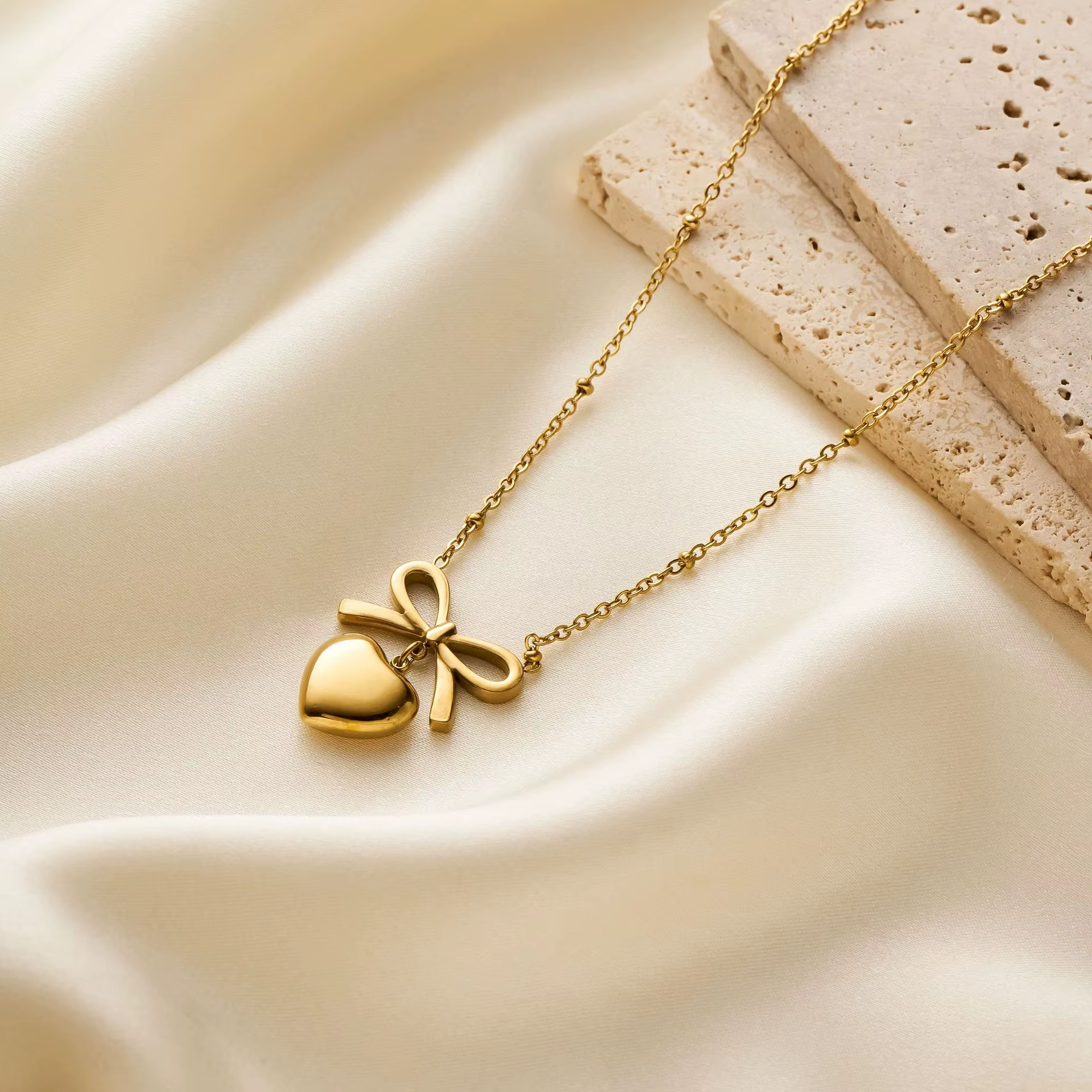Bow Heart Necklace