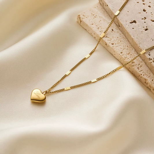 18K gold plated Heart Bow Necklace by Olivana Studio - alternate view